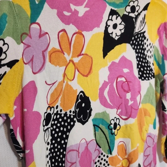 CYRUS Sweater Womens Bright Multicolor Floral Lightweight Summer Cardigan XL - Picture 4 of 9